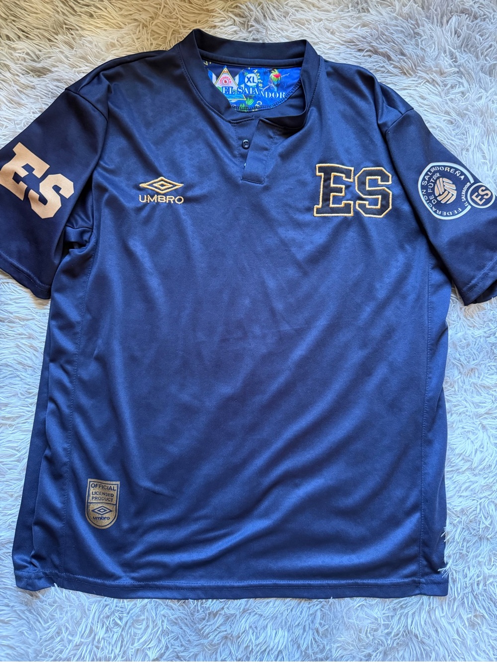 Umbro Navy and Gold ES Short Sleeve Jersey
